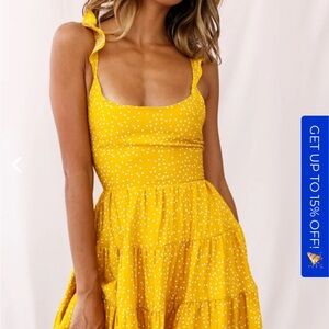 ALLEGRA FLUTED HEM LACE-UP BACK DRESS YELLOW